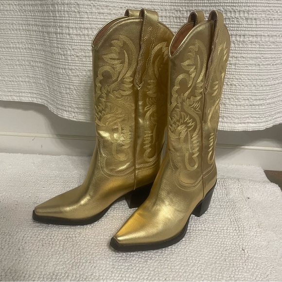 NWOB Jeffery Campbell Gold Dagget Cowboy boots - Picture 7 of 8